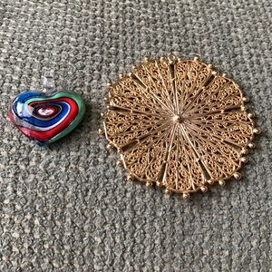 Colorful Heart Pendant and Gold Pendant